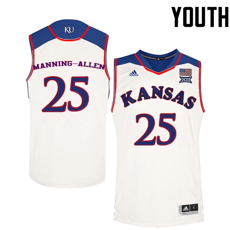 Youth Kansas Jayhawks #25 Caelynn Manning-Allen College Basketball Jerseys-White